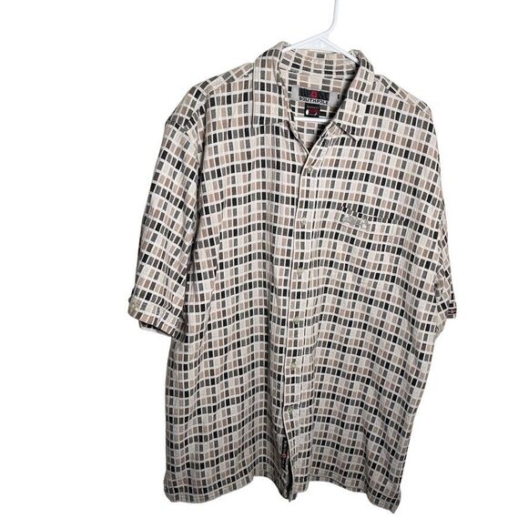 Southpole Shirt Men's XXL Textured Button Up Collared Short Sleeve Brown - Picture 1 of 9
